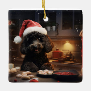 Poedel Kerstkoekjes Feestelijke vakantie Keramisch Ornament