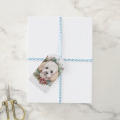 Poedel Kerstkrans Feestelijke Pup Cadeaulabel (Met Touw)
