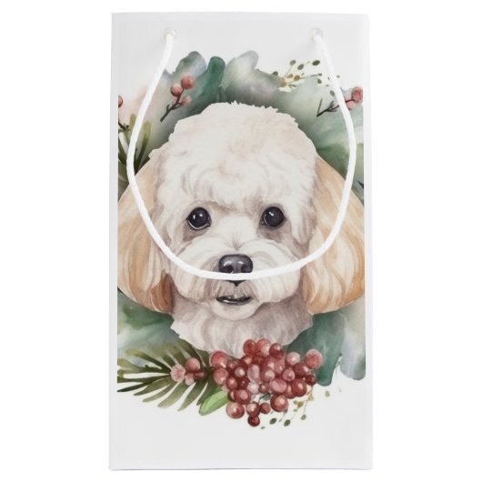 Poedel Kerstkrans Feestelijke Pup Klein Cadeauzakje (Achterkant)