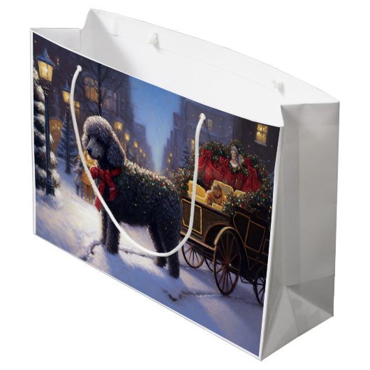 Poedel Kerstmis Feestelijk Seizoen Groot Cadeauzakje (Achterkant Gekanteld)