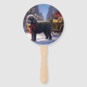 Poedel Kerstmis Feestelijk Seizoen Handwaaier (Achterkant)