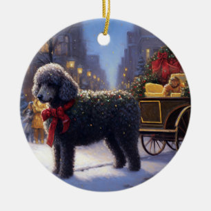 Poedel Kerstmis Feestelijk Seizoen Keramisch Ornament