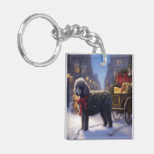 Poedel Kerstmis Feestelijk Seizoen Sleutelhanger (Voorkant Links)