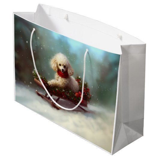 Poedel Kerstmis sneeuw winter Groot Cadeauzakje (Achterkant Gekanteld)