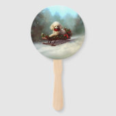 Poedel Kerstmis sneeuw winter Handwaaier (Voorkant)