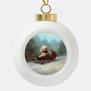 Poedel Kerstmis sneeuw winter Keramische Bal Ornament