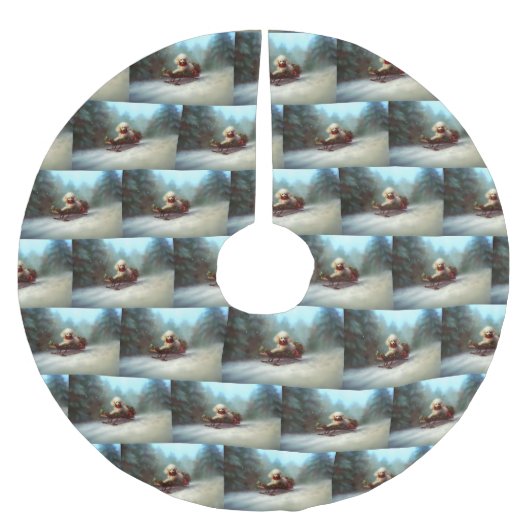 Poedel Kerstmis sneeuw winter Kerstboom Rok (Voorkant)