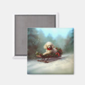 Poedel Kerstmis sneeuw winter Magneet (Voorkant / Achterkant)