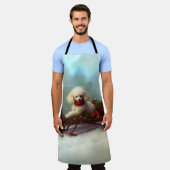 Poedel Kerstmis sneeuw winter Schort (Gedragen)