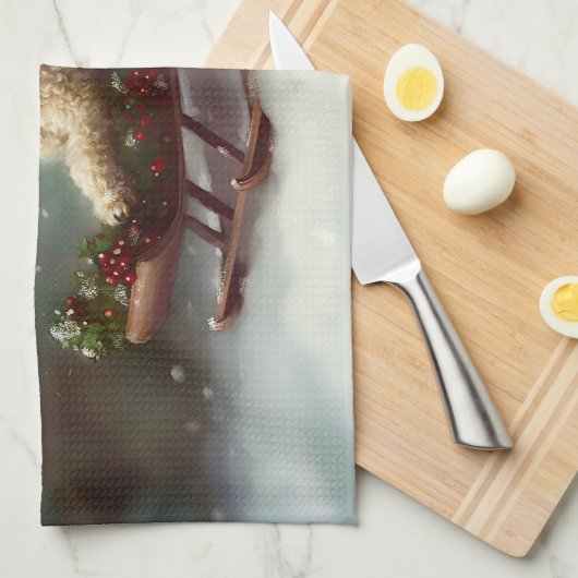 Poedel Kerstmis sneeuw winter Theedoek (Quarter Fold)