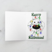 Poedel - kerstverlichting feestdagen kaart (Binnen)