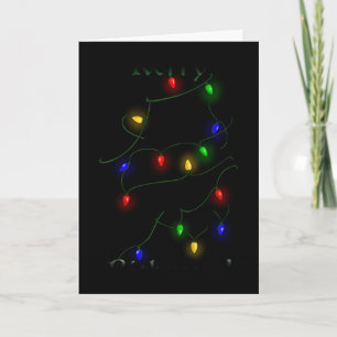 Poedel - kerstverlichting feestdagen kaart
