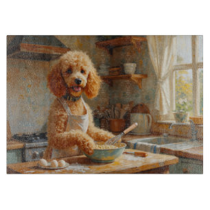 Poedel Kookt in Keuken Snijplank