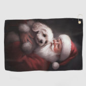 poedel met sinterklaas feestelijke kerst golfhanddoek (Horizontaal)