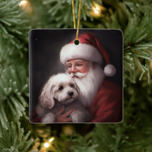 poedel met sinterklaas feestelijke kerst keramisch ornament
