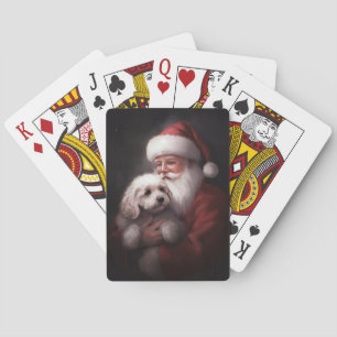 poedel met sinterklaas feestelijke kerst pokerkaarten