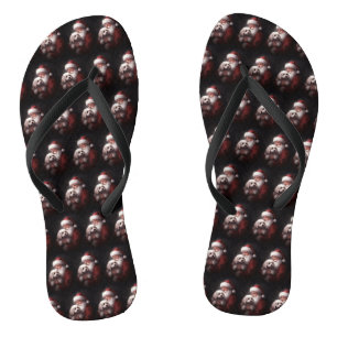 poedel met sinterklaas feestelijke kerst teenslippers