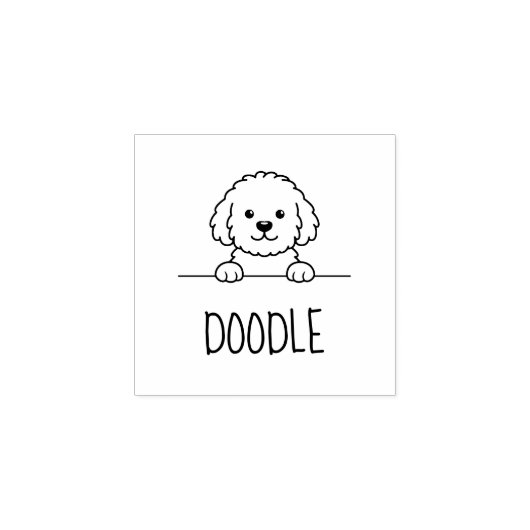 Poedel Mix Hond Doodle Pet Custom Naam 1x1 Rubberstempel (Afrduk)