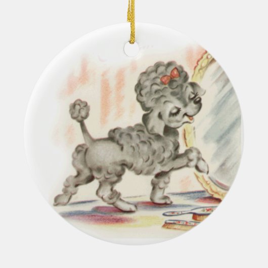 Poedel puppy in spiegelbeeld Keramisch Ornament (Achterkant)