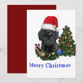 Poedel schattige hond kerstkaart (Voorkant / Achterkant)