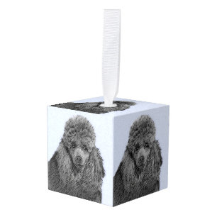 Poedel schilderij miniatuur Speelgoed zwart origin Kubus Ornament