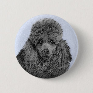 Poedel schilderij miniatuur Speelgoed zwart origin Ronde Button 5,7 Cm