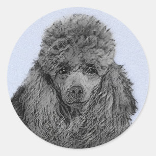 Poedel schilderij miniatuur Speelgoed zwart origin Ronde Sticker