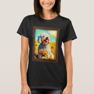poedel schilderij zonnebloem mam vrouwen bloemen t-shirt