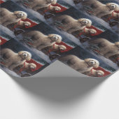 Poedel Snowy Sleigh Kerst Decor Cadeaupapier (Hoek)