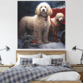 Poedel Snowy Sleigh Kerst Decor Canvas Afdruk (Insitu (Slaapkamer))