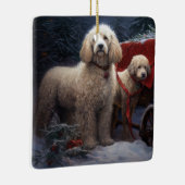 Poedel Snowy Sleigh Kerst Decor Keramisch Ornament (Rechts)