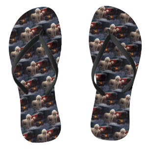 Poedel Snowy Sleigh Kerst Decor Teenslippers
