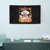 Poedel Thanksgiving Drink Coffee Fall Bladeren Pom Spandoek (Beurs)