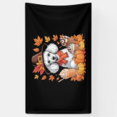 Poedel Thanksgiving Drink Coffee Fall Bladeren Pom Spandoek (Verticaal)