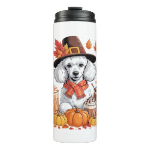 Poedel Thanksgiving Drink Coffee Fall Bladeren Pom Thermosbeker