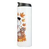 Poedel Thanksgiving Drink Coffee Fall Bladeren Pom Thermosbeker (Geroteerd rechts)