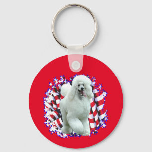 Poedel (wit) Patriot Sleutelhanger
