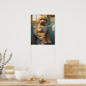 Poedelhond met behulp van de badkamer mat Poster (Keuken)