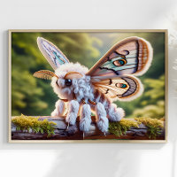 Poedelmot Surrealistische pluizige mot fantasie we