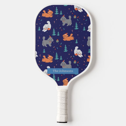 Poedels Liefhebbers Kerst Custom Name Pickleball Paddle (Achterkant)