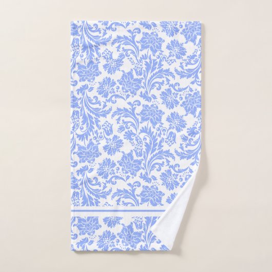 Poeder Blauw en Wit Bloemen Damast Bad Handdoek (Handdoek)