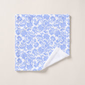 Poeder Blauw en Wit Bloemen Damast Bad Handdoek (Wasdoekje)