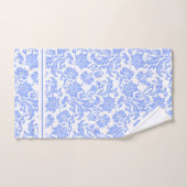 Poeder Blauw en Wit Bloemen Damast Bad Handdoek (Handdoek)