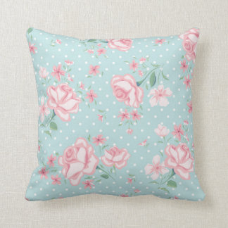 poeder blauw, roze, polka dot, floreel, , shabby kussen
