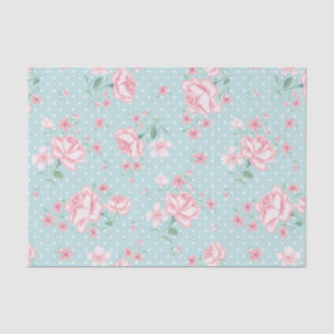 poeder blauw, roze, polka dot, floreel, , shabby tissuepapier