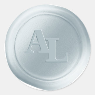 Poeder Blauw Wax Seal Monogram Bruiloft Stickers