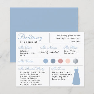 Poeder Blauwe Zilveren Bruidsmeisje Informatiekaar