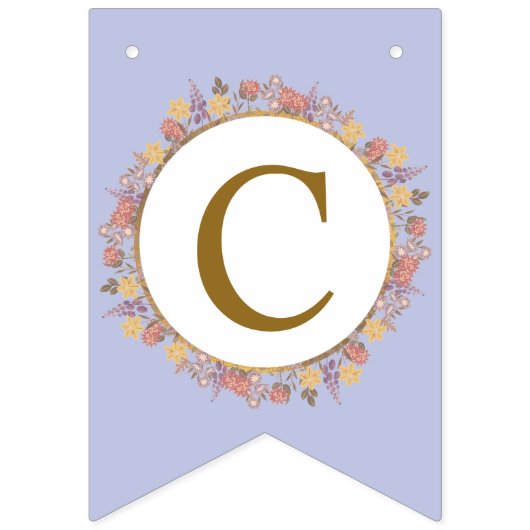 Poeder Lavendel Goud Bloemen Moderne Elegante Brui Vlaggetjes (Eerste vlag)