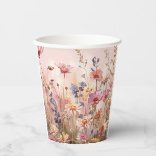 Poeder roze boyfriend & wilde bloemen papieren bek bekers