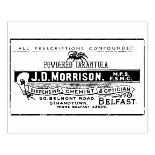 Poeder Tarantula apotheek label Rubberstempel